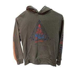 Lake & Trail Boys Green Mountain Camping Graphic Fleece Hoodie Size L 10/12